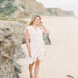 Zimmermann white silk polka dot wrap dress